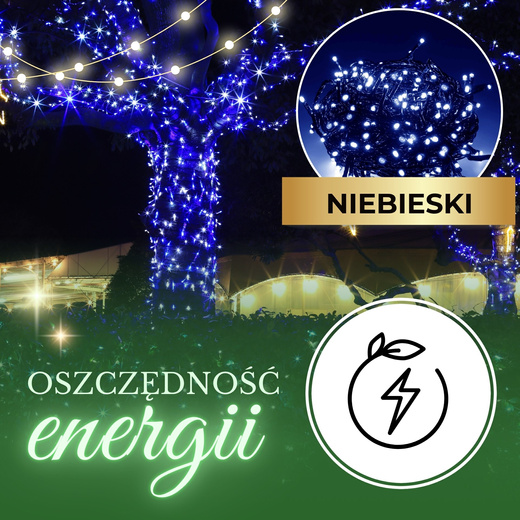Lampki choinkowe 300 led niebieski 15m oświetlenie świąteczne IP44