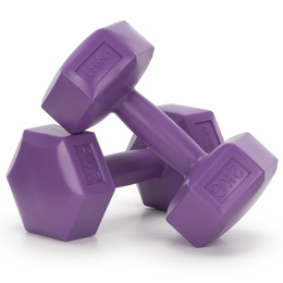Ciężarki 2x2kg hexagonalne do ćwiczeń fitness hantle zestaw 2 szt. fioletowe