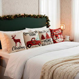 Poszewki świąteczne 40x40cm 4 szt. zestaw dekoracyjny na poduszki jaśki