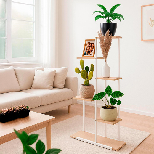 Kwietnik metalowy 113 cm stojak na kwiaty z 6 półkami loft wielopoziomowy nowoczesny
