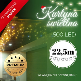 Kurtyna świetlna 500 led girlanda, lampki wewnętrzno-zewnętrzne sople biały zimny biały + ciepły biały flash