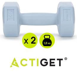Ciężarki 2x1kg hexagonalne do ćwiczeń fitness hantle zestaw 2 szt. jasno niebieskie