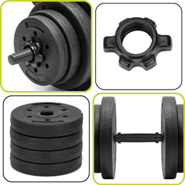 Hantle regulowane zestaw 2x 15 kg obciążeń gryf do treningu siłowego 30 kg talerze zaciski