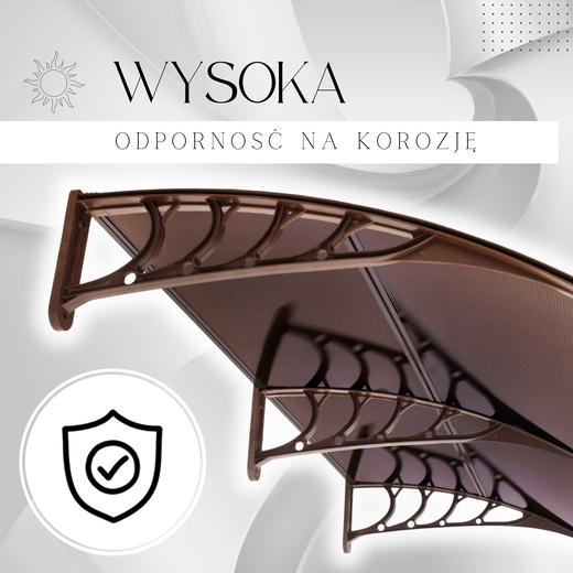 Zadaszenie, daszek do drzwi wejściowych, balkonowych, tarasowych 200x100 cm brązowy, transparentny
