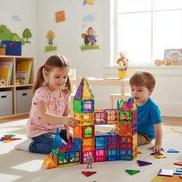 Klocki magnetyczne zestaw 60 szt. klocków konstrukcyjnych dla dzieci, kolorowe