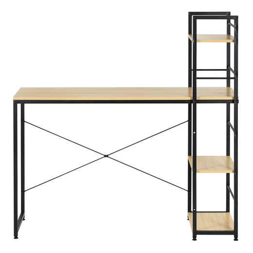 Biurko komputerowe z regałem nowoczesne, stolik loft 120x48x122 cm jasny brąz