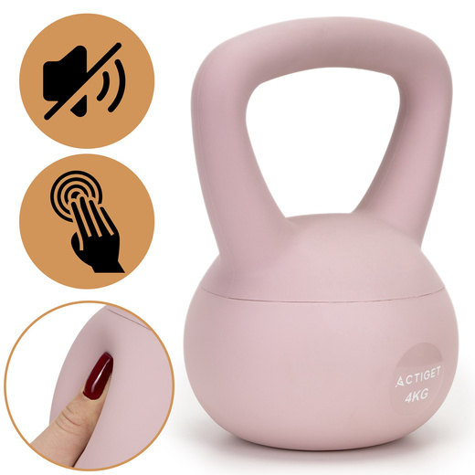 Kettlebell miękki 4kg kula odważnik hantla ciężar do ćwiczeń fitness, jasnoróżowy