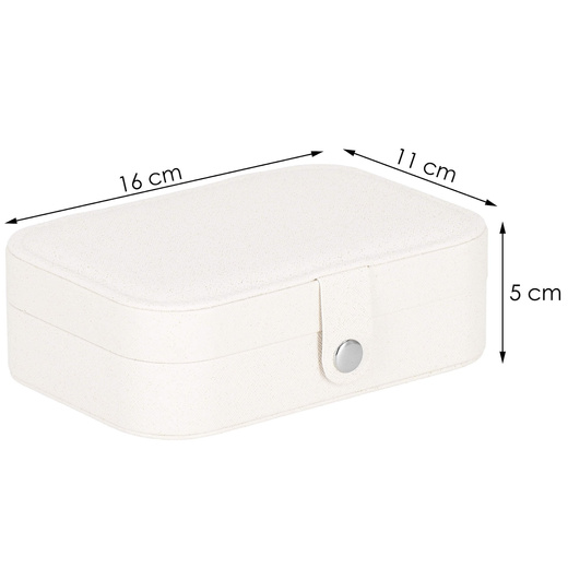 Szkatułka na biżuterię ekoskóra 16x11x5 cm kremowy z brokatem organizer z przegródkami