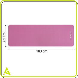 Mata do ćwiczeń 183x61 cm antypoślizgowa NBR do jogi, stretchingu z uchwytem różowa
