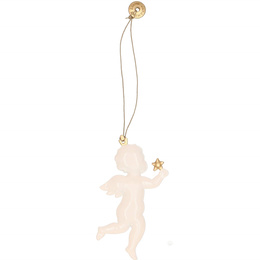 Świąteczne zawieszki 7cm metalowe aniołki zestaw 3 szt. kremowy