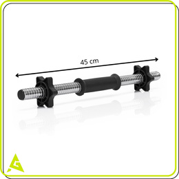 Gryf krótki 45 cm do hantli z zaciskami zestaw 2 szt. gwintowane 25 mm stal chromowana