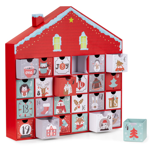 Kalendarz adwentowy z szufladkami 24szt. dekoracja świąteczna, domek