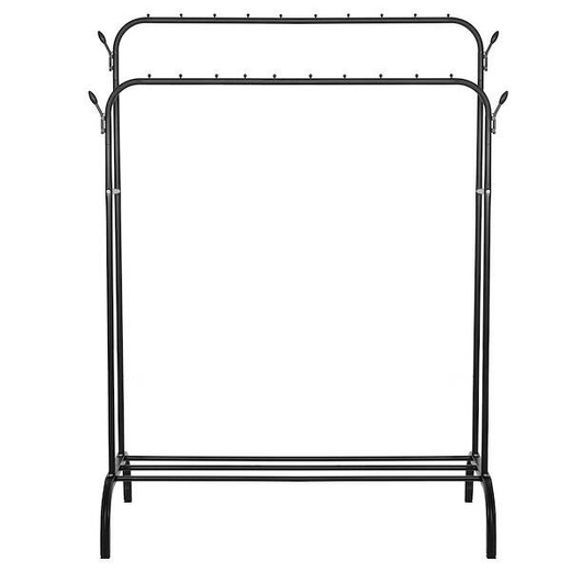 Wieszak na ubrania 146x110x55 cm podwójny metalowy stojak loft czarny