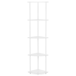 Regał narożny biały 147 cm z 5 półkami loft do łazienki nowoczesny na książki 