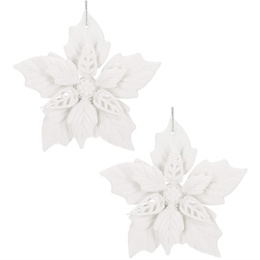 Zawieszka choinkowa 12 cm gwiazda betlejemska świąteczna ozdoba biały brokat