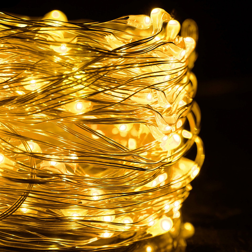 Lampki choinkowe 300 LED na prąd włosy anioła ciepły biały