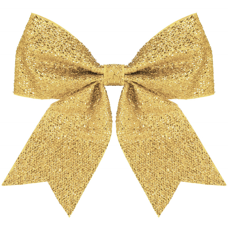 Kokardka świąteczna na choinkę 22 cm brokatowa zawieszka choinkowa złota