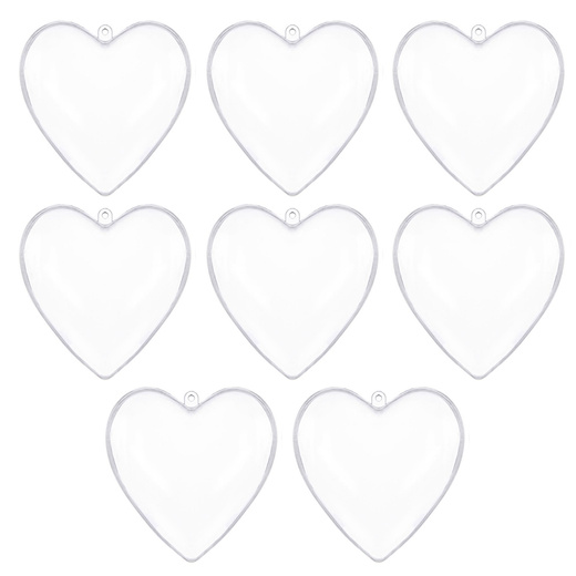 Bombki akrylowe 6cm serce plastikowe decoupage zestaw 8 szt.