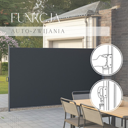 Markiza boczna na taras i balkon 250x160 cm osłona rozsuwana roleta grafitowa
