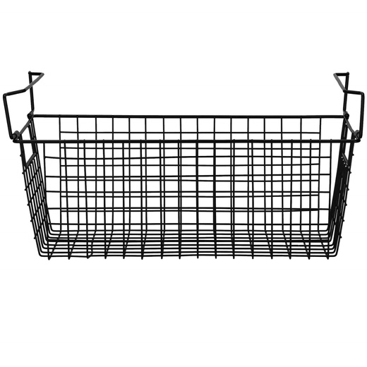 Kosz metalowy do przechowywania 41x17x15 cm prostokątny czarny