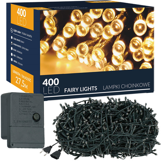 Lampki choinkowe 400 led biały ciepły 27,5 m oświetlenie świąteczne