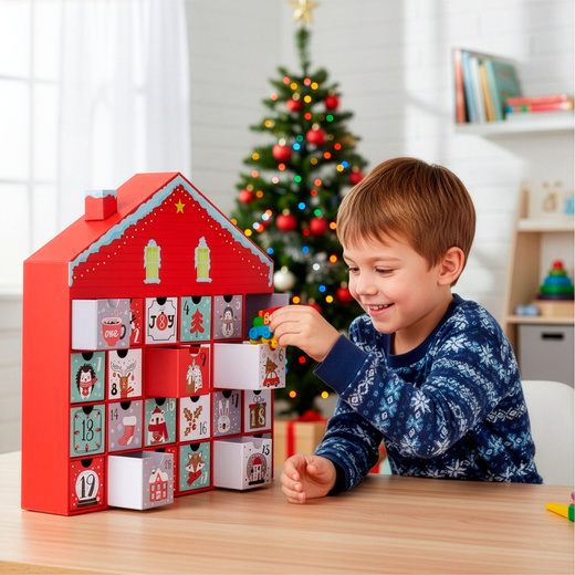 Kalendarz adwentowy z szufladkami 24szt. dekoracja świąteczna, domek