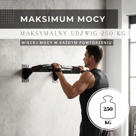 Drążek do podciągania, mocowany do ściany 250 kg stalowy uchwyt do ćwiczeń