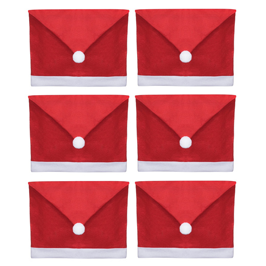 Pokrowiec na krzesło, czapka Mikołaja czerwona zestaw 6 szt.