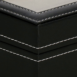 Szkatułka na zegarki 30x11x8 cm czarno-kremowy, ekoskóra organizer z przegródkami i okienkiem