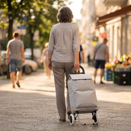 Wózek na zakupy, walizka zakupowa, transportowa 46 l torba na kółkach szara