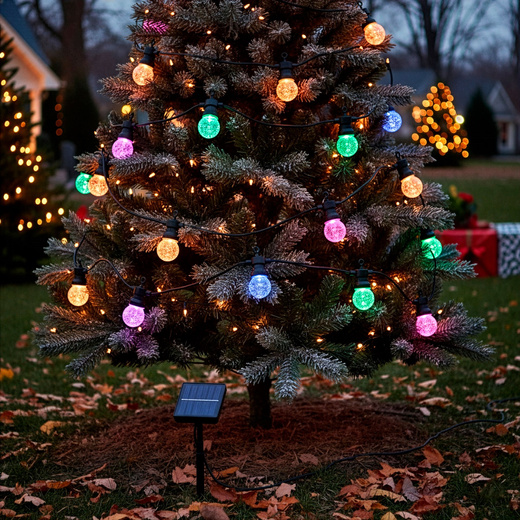 Lampki choinkowe żarówki 15 Led oświetlenie zewnętrzne solarne 10,5 m multikolor