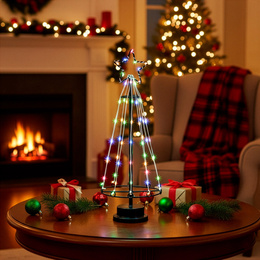 Choinka metalowa 80 Led dekoracja świąteczna 45 cm multikolor