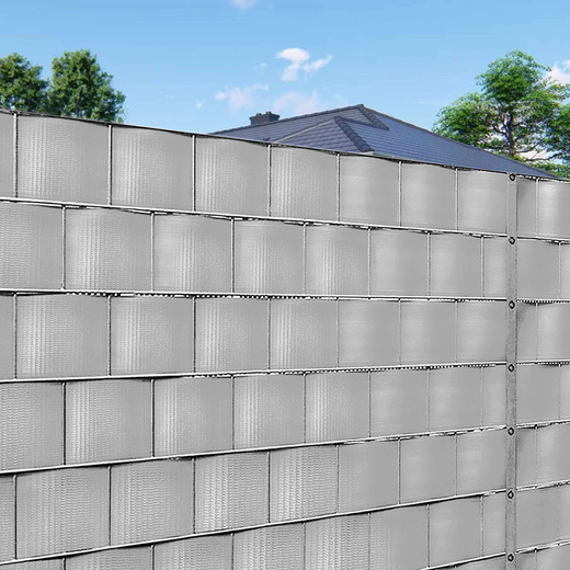 Taśma ogrodzeniowa 4,75 cm x 50 m osłona na ogrodzenie panelowe + klipsy 20 szt. szara