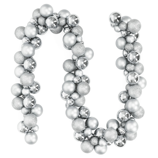 Girlanda świąteczna 160 cm łańcuch z bombek 130 szt. srebrne