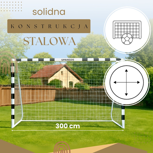 Bramka piłkarska stalowa 300x200 cm treningowa