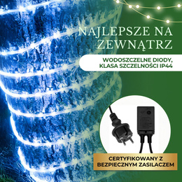 Wąż świetlny 240 Led niebieski 10m z programatorem IP44