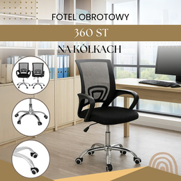 Fotel biurowy z regulacją nachylenia oparcia, krzesło obrotowe, czarny