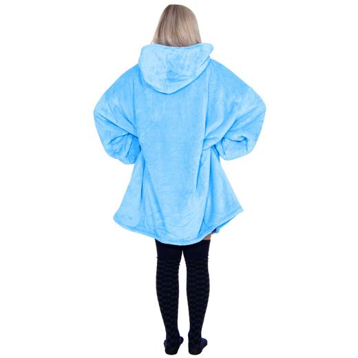 Kocobluza damska męska oversize koc bluza 2w1 z kapturem XXL ciepła morski niebieski