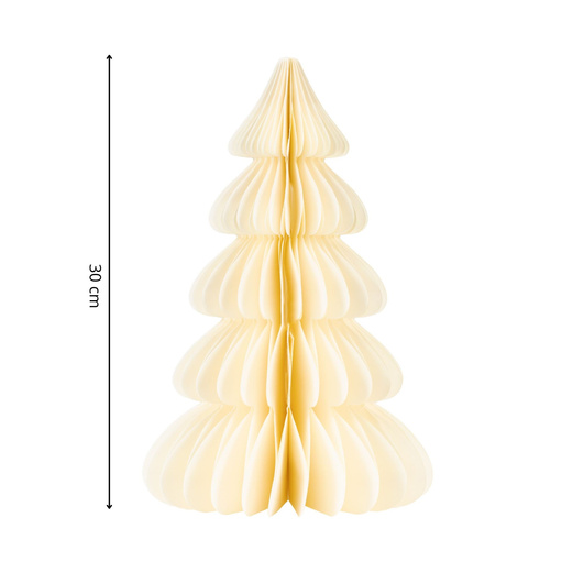 Papierowa choinka 30 cm ozdoba świąteczna dekoracja 3D z magnesem ecru