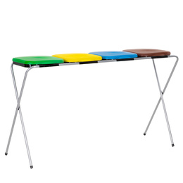 Stojak na worki na śmieci 4 komory kosz do segregacji odpadów, stelaż z pokrywami