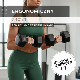 Ciężarki 2x10 kg hexagonalne do ćwiczeń fitness hantle zestaw 2 szt. czarne