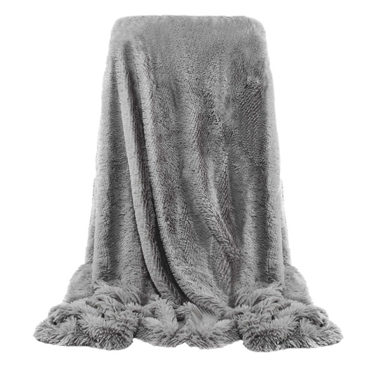 Narzuta na łóżko, pled 200x220 cm dwustronny koc na kanapę szary