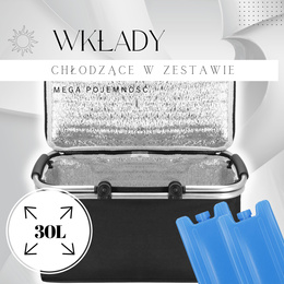 Torba termiczna 30L kosz termiczny piknikowy na jedzenie czarny