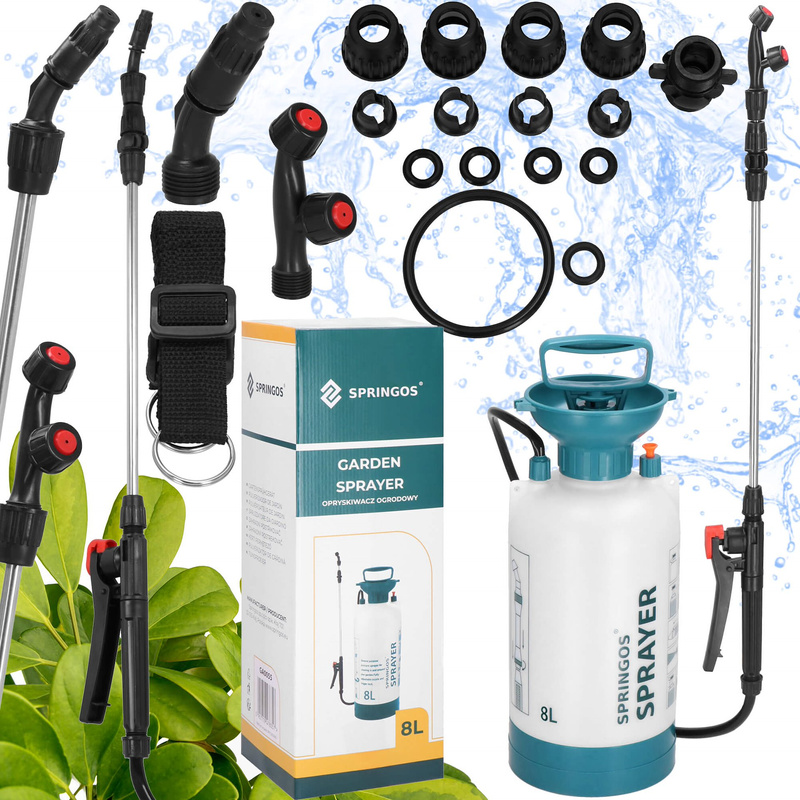 Opryskiwacz ciśnieniowy do roślin, spryskiwacz ogrodowy ręczny 8l