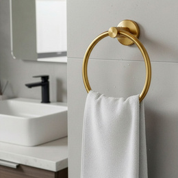 Wieszak na ręczniki, łazienkowy okrągły, uchwyt na ręczniki, złoty