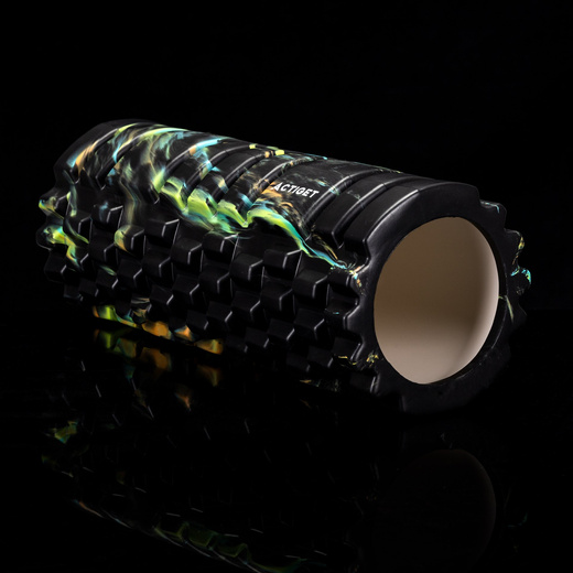 Wałek do masażu, średnio twardy, roller z wypustkami, czarny