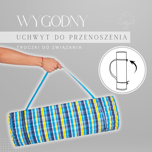 Mata plażowa z poduszką 180x60 cm karimata piankowa, kolorowe pasy