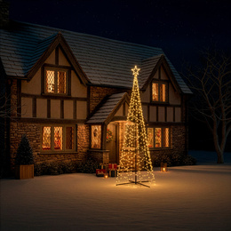Choinka LED do ogrodu 500 cm dekoracja świecąca świąteczna 840 LED ciepły biały + ciepły biały flash