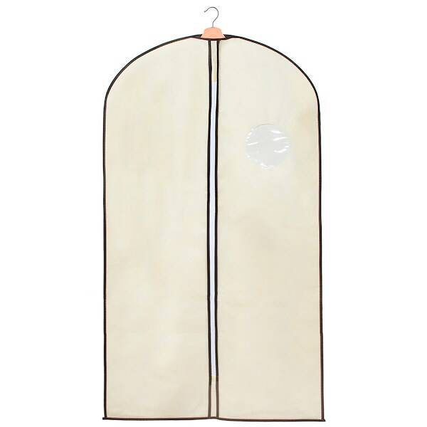 Organizer na ubrania 130 cm pokrowiec na garnitur z suwakiem i okienkiem kremowy