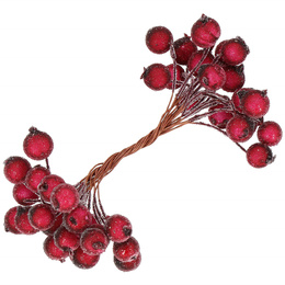 Sztuczna jarzębina ozdobna, oszroniona gałązka 100 szt. ciemna czerwień